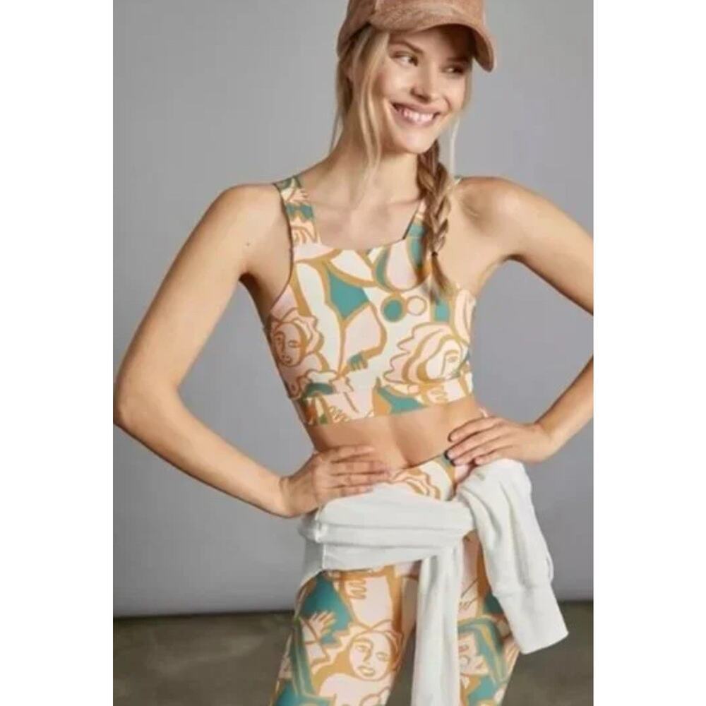 Anthropologie Floral Patterned top and shorts in Pink, Teal, Gold
